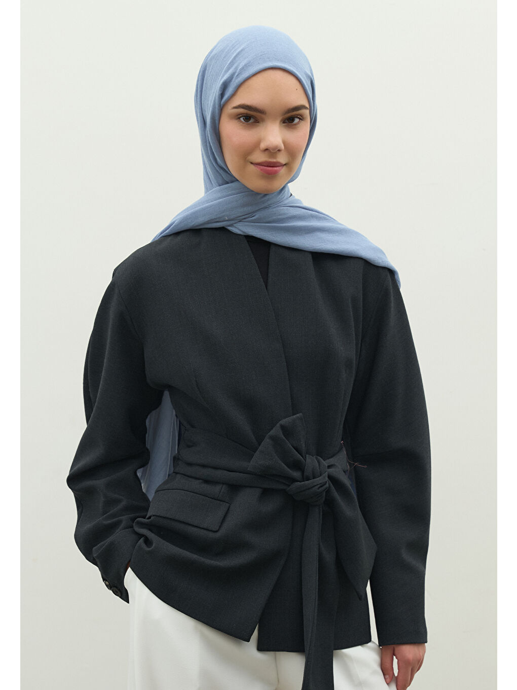 Mavi KAŞMİR DOKULU ŞAL Jean MAVİ-3