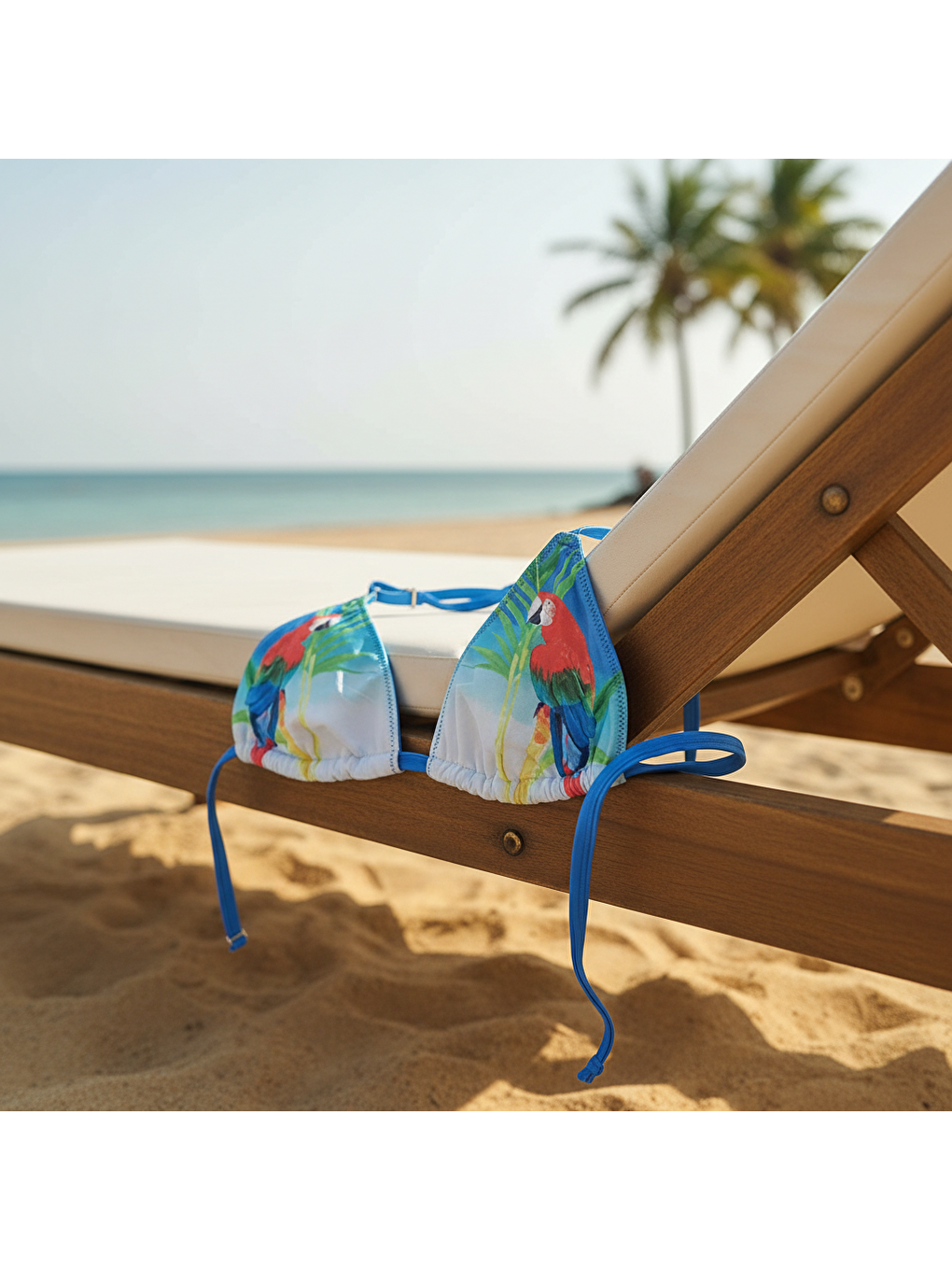 Kadın Plaj Giyim Mavi Renk Baskılı Bikini Üst Bb2722-2
