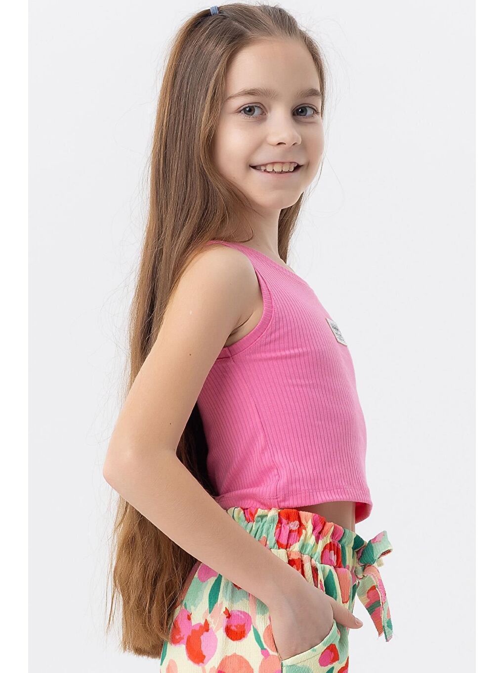 Kız Çocuk Atlet Armalı Taşlı Fuşya (9-14 Yaş)-1