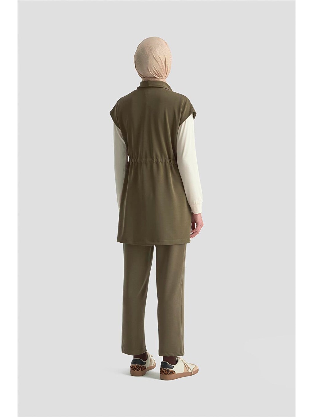 Yelekli Örme Takım 25kd1802 Haki-4