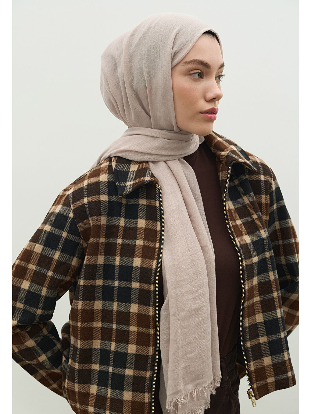 Kaşmir Dokulu Şal Bej-1