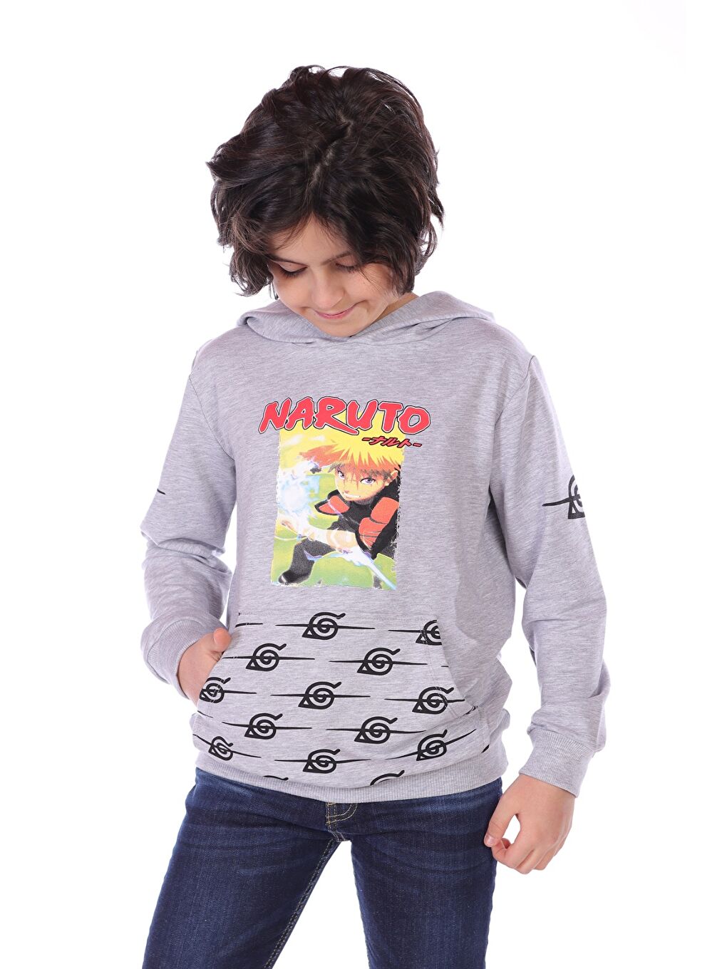 Gri Erkek Çocuk Baskılı Sweatshirt