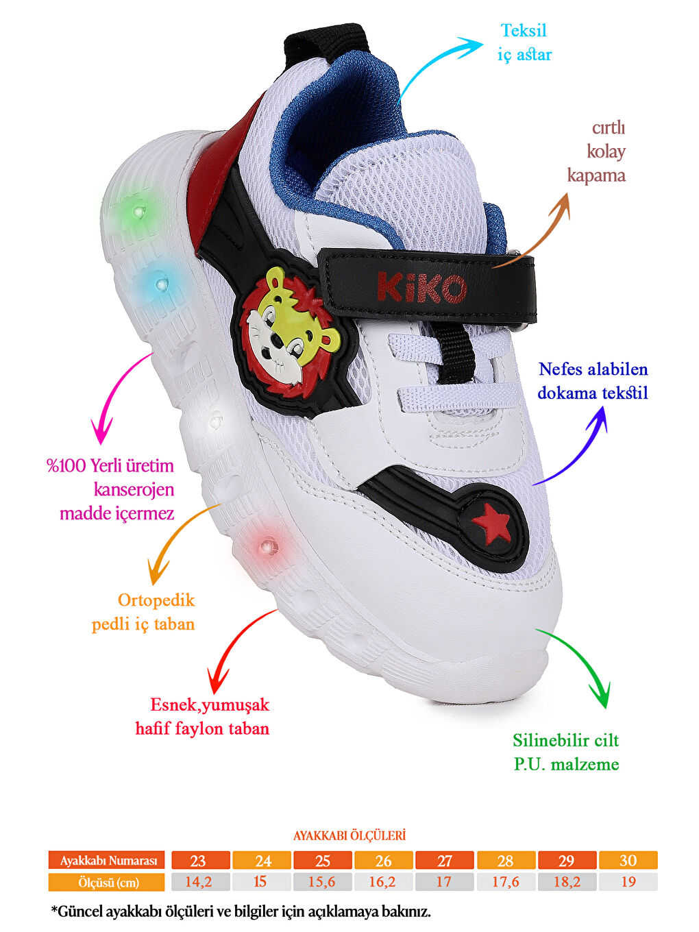 Beyaz Puff Cırtlı Işıklı Faylon Taban Erkek Çocuk Spor Ayakkabı-1