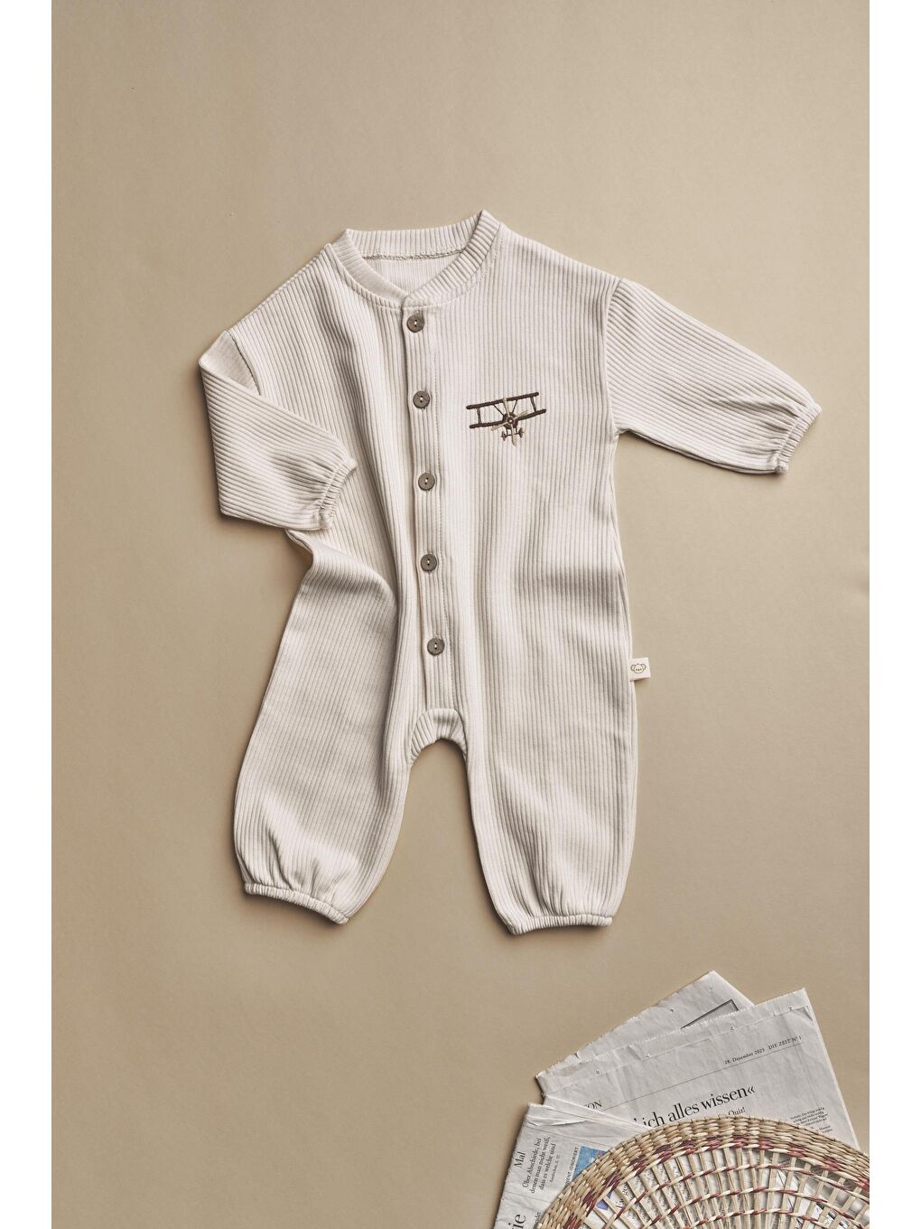 Ekru Little Aviator Baby Tulum-3