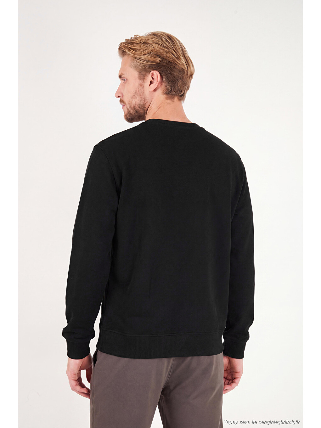 Siyah Pamuklu Relaxed Fit Bisiklet Yaka Sweat 5901257-6