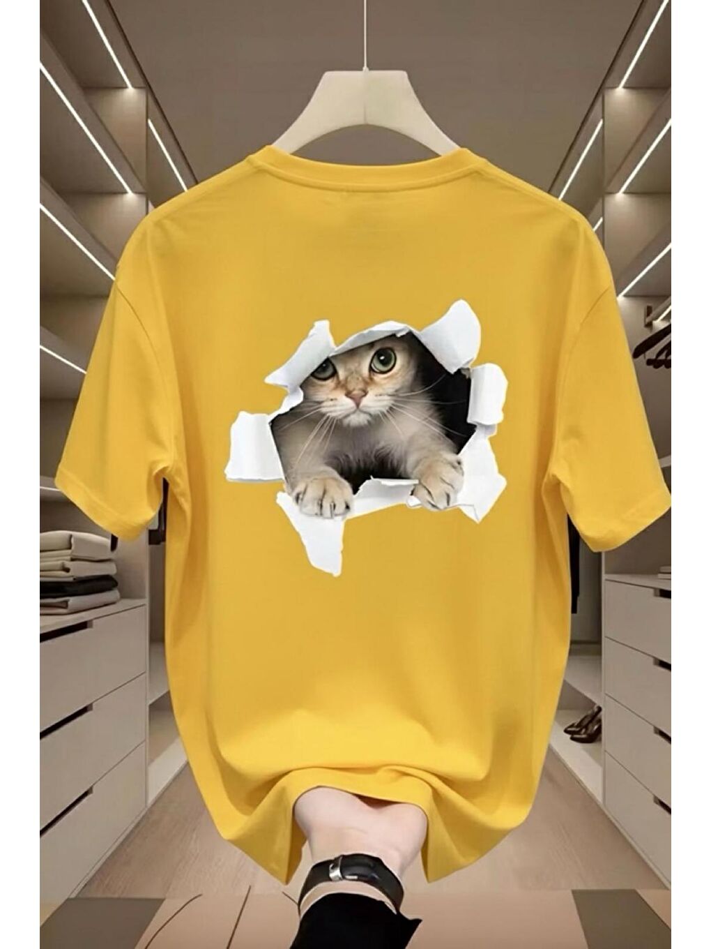 Sarı Catys 2026 Oversize Unisex Kadın Tshirt