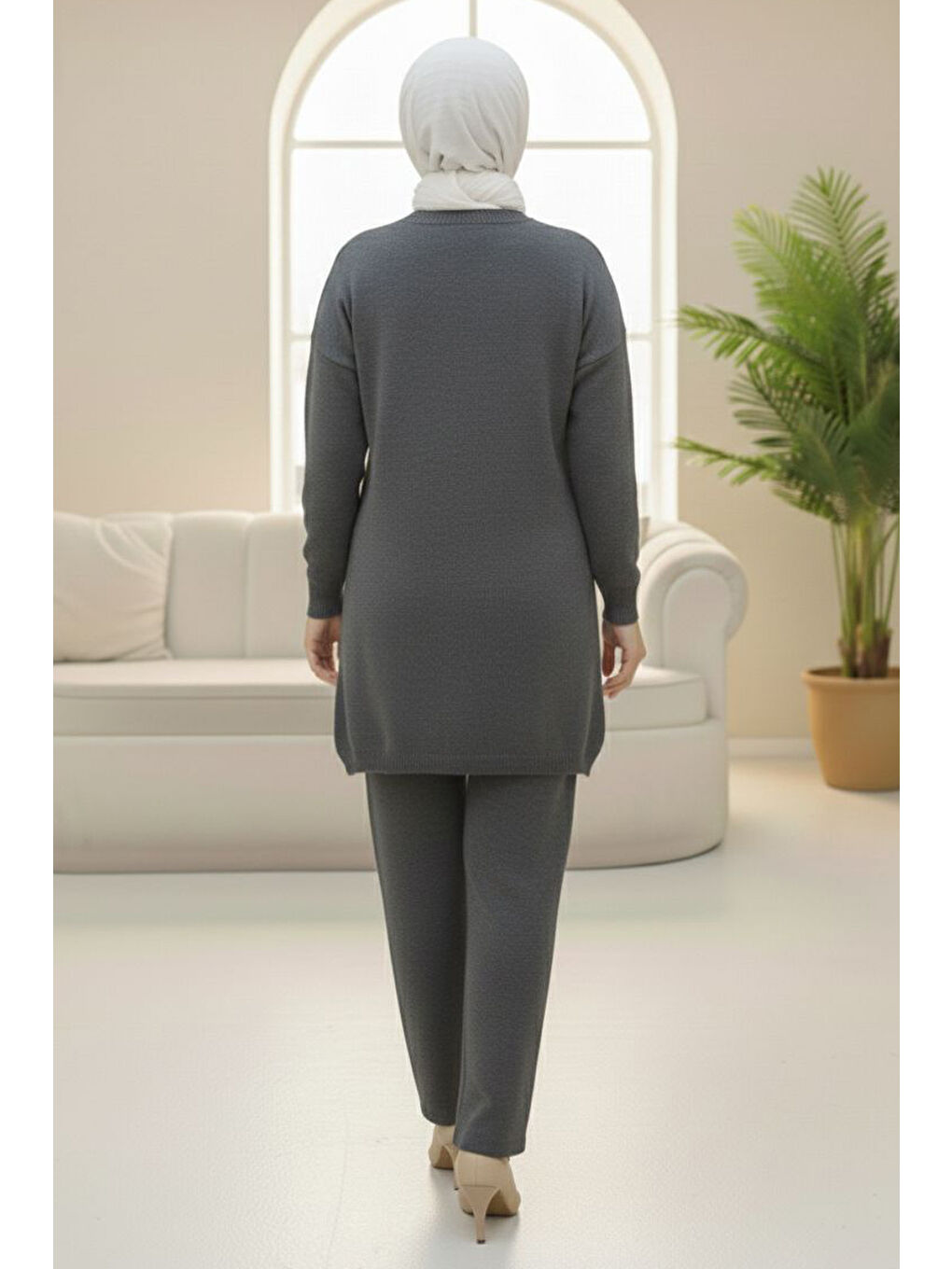 Kalp Taş Detaylı Triko İkili Takım Antrasit - 28123-ANTRASIT-2