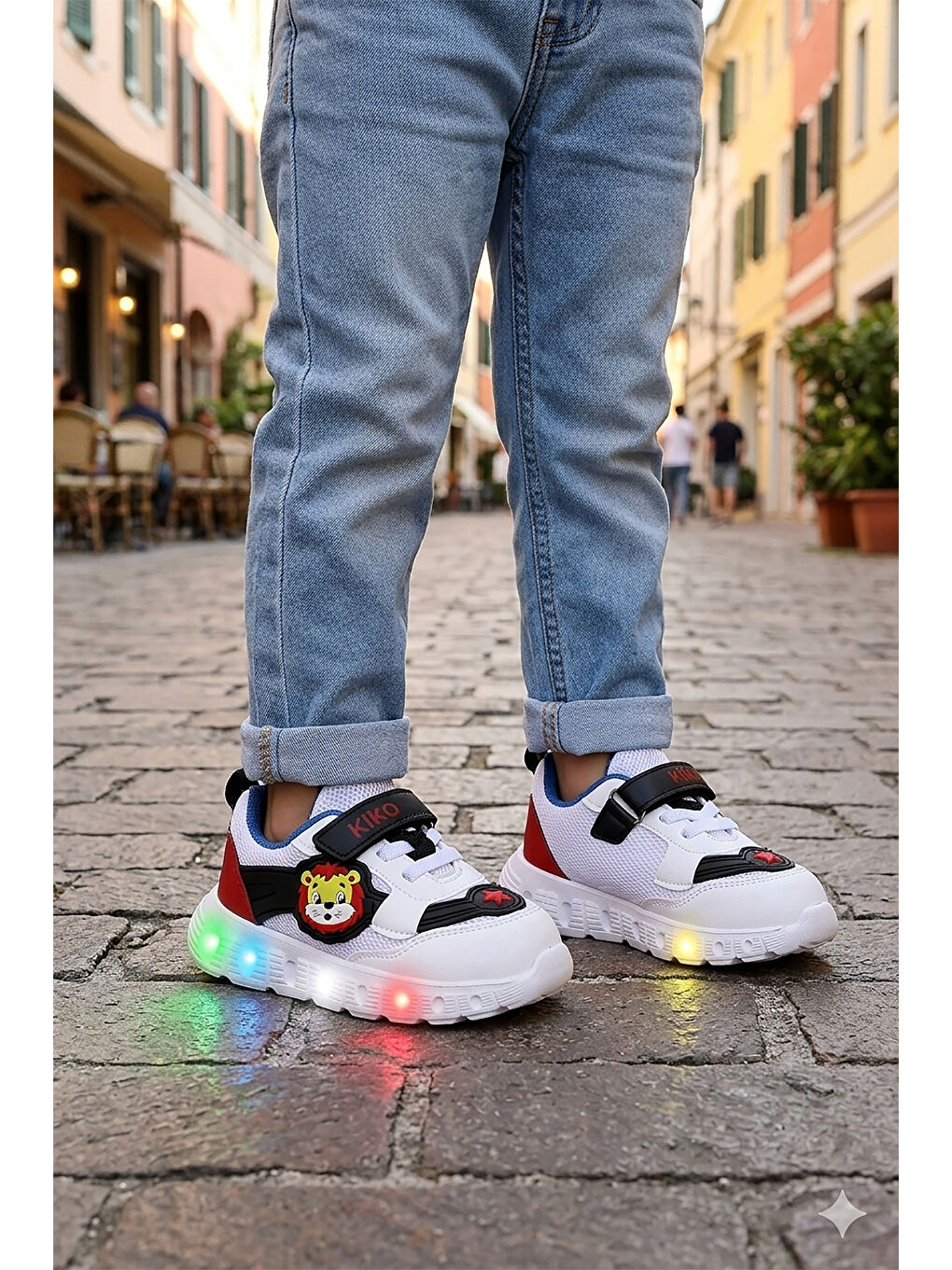Beyaz Puff Cırtlı Işıklı Faylon Taban Erkek Çocuk Spor Ayakkabı-2