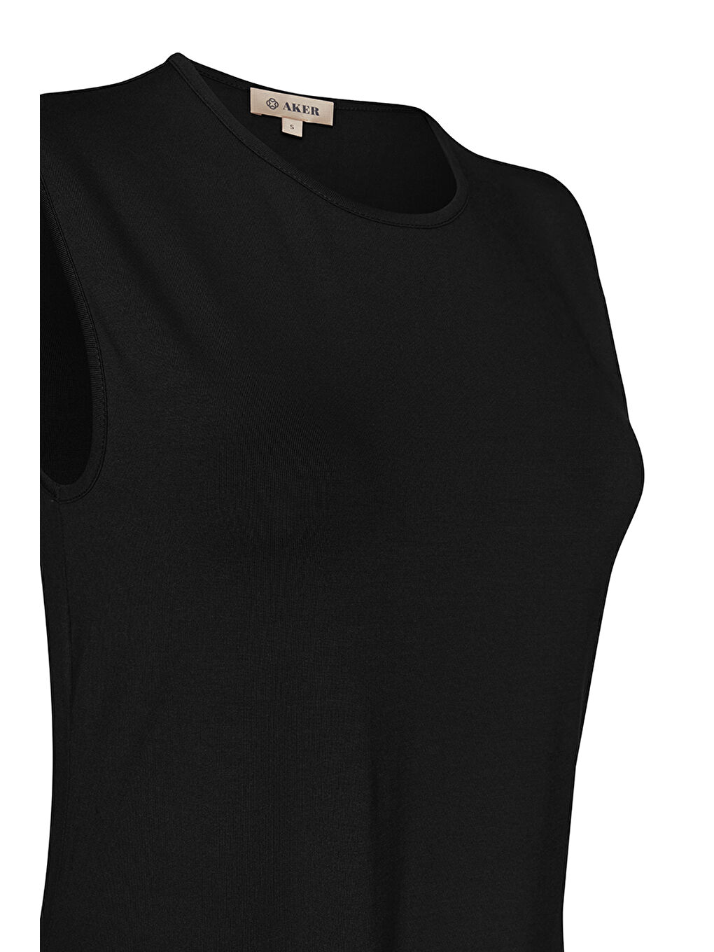 Siyah Sıfır Kol Bisiklet Yaka Tunik-1