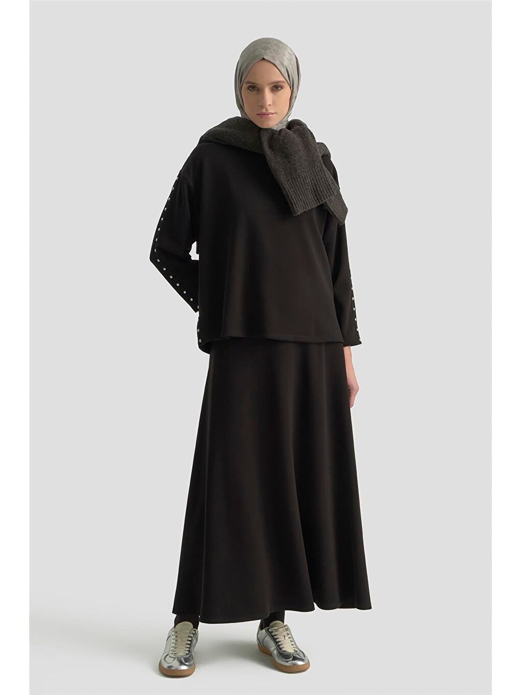 Şeritli Örme Takım 25Kd1163 Siyah-1