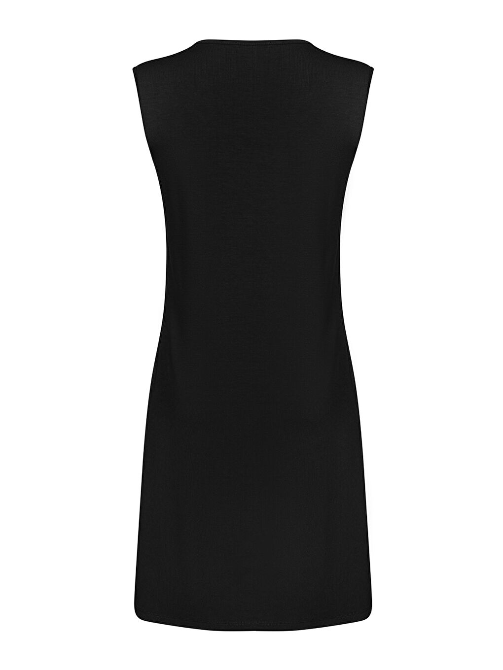 Siyah Sıfır Kol Bisiklet Yaka Tunik-2