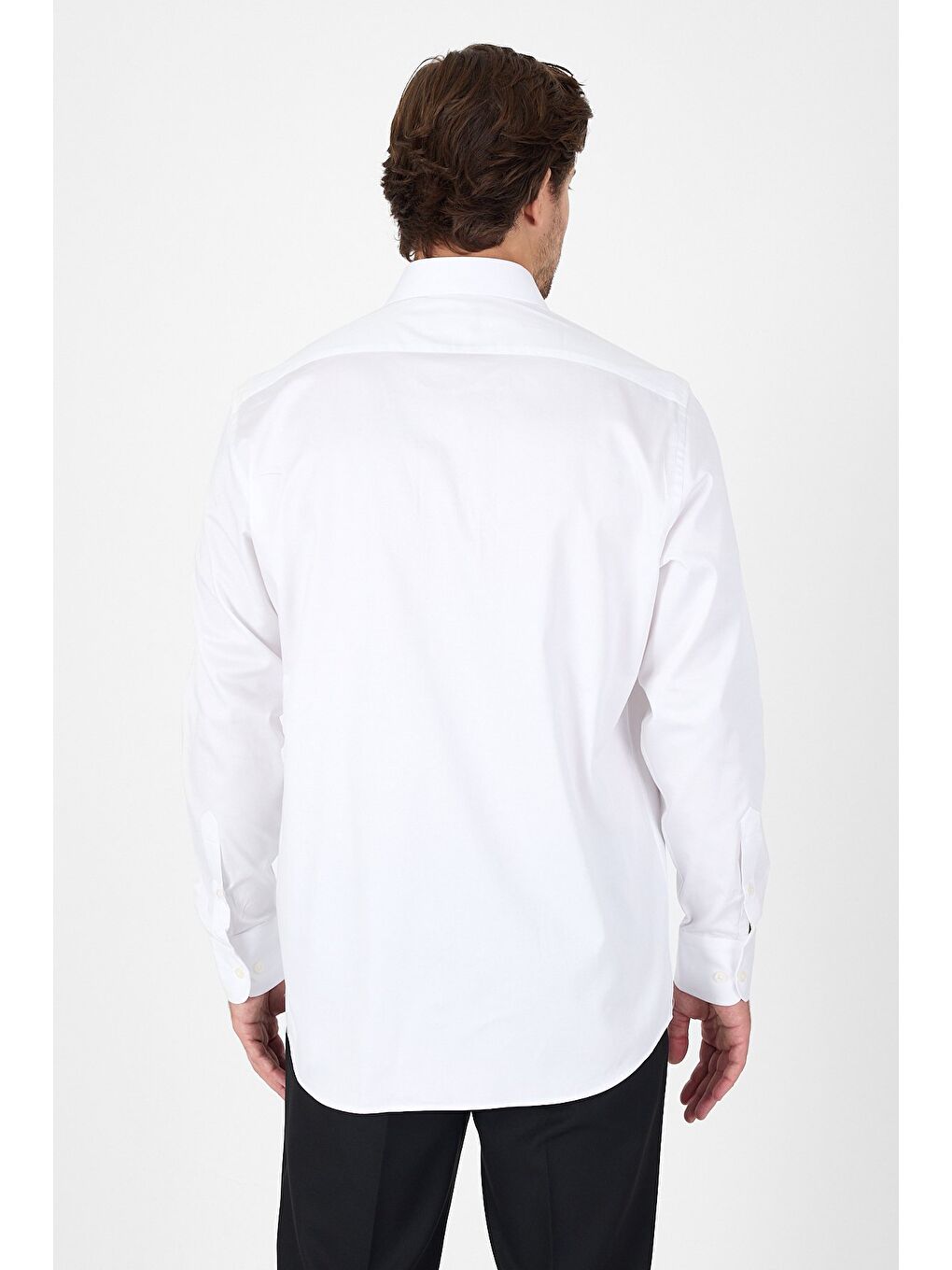 Beyaz Sert Yaka Düz Classic %100 Pamuk Comfort Fit Büyük Beden Gömlek 1004250323-4