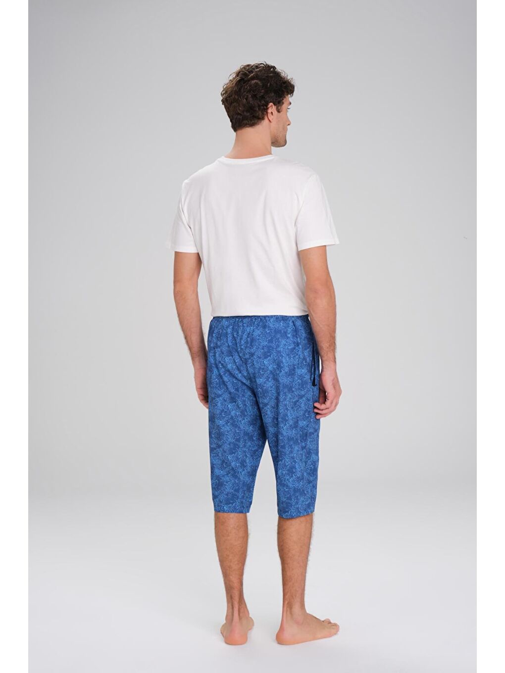 Desenli Mavi Uzun Erkek Havuz Ve Deniz Şortu 2419-2