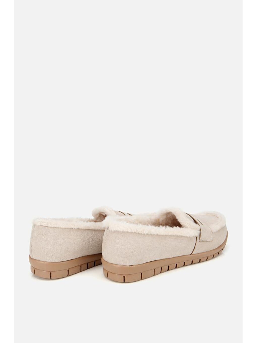 Kadın Bej İçi Kürklü Düz Ayakkabı-3