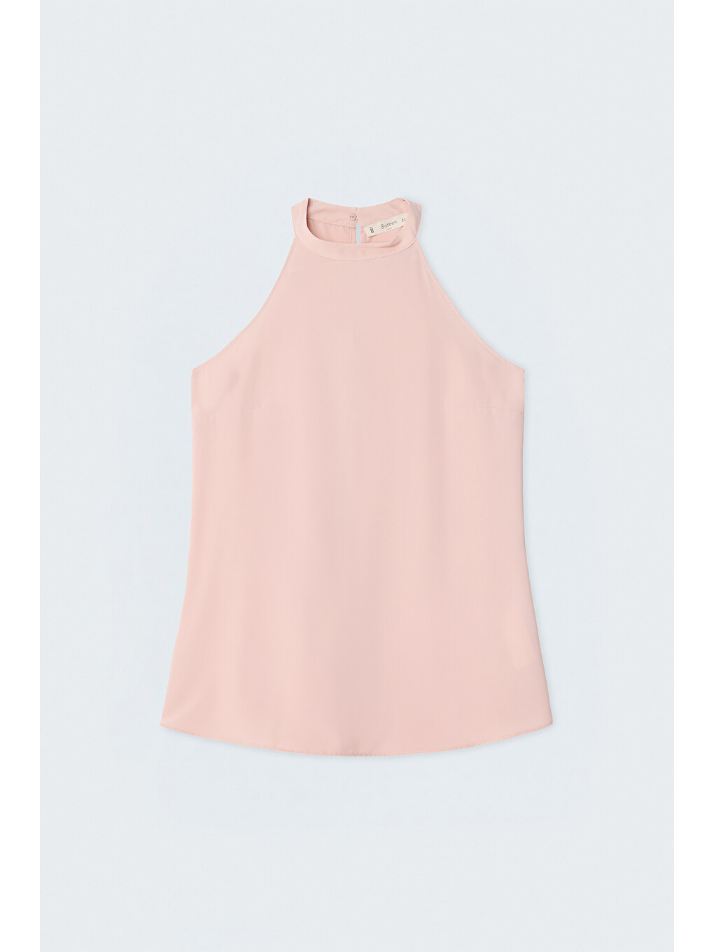 Pembe Halter Yaka Bluz - Pudra-1