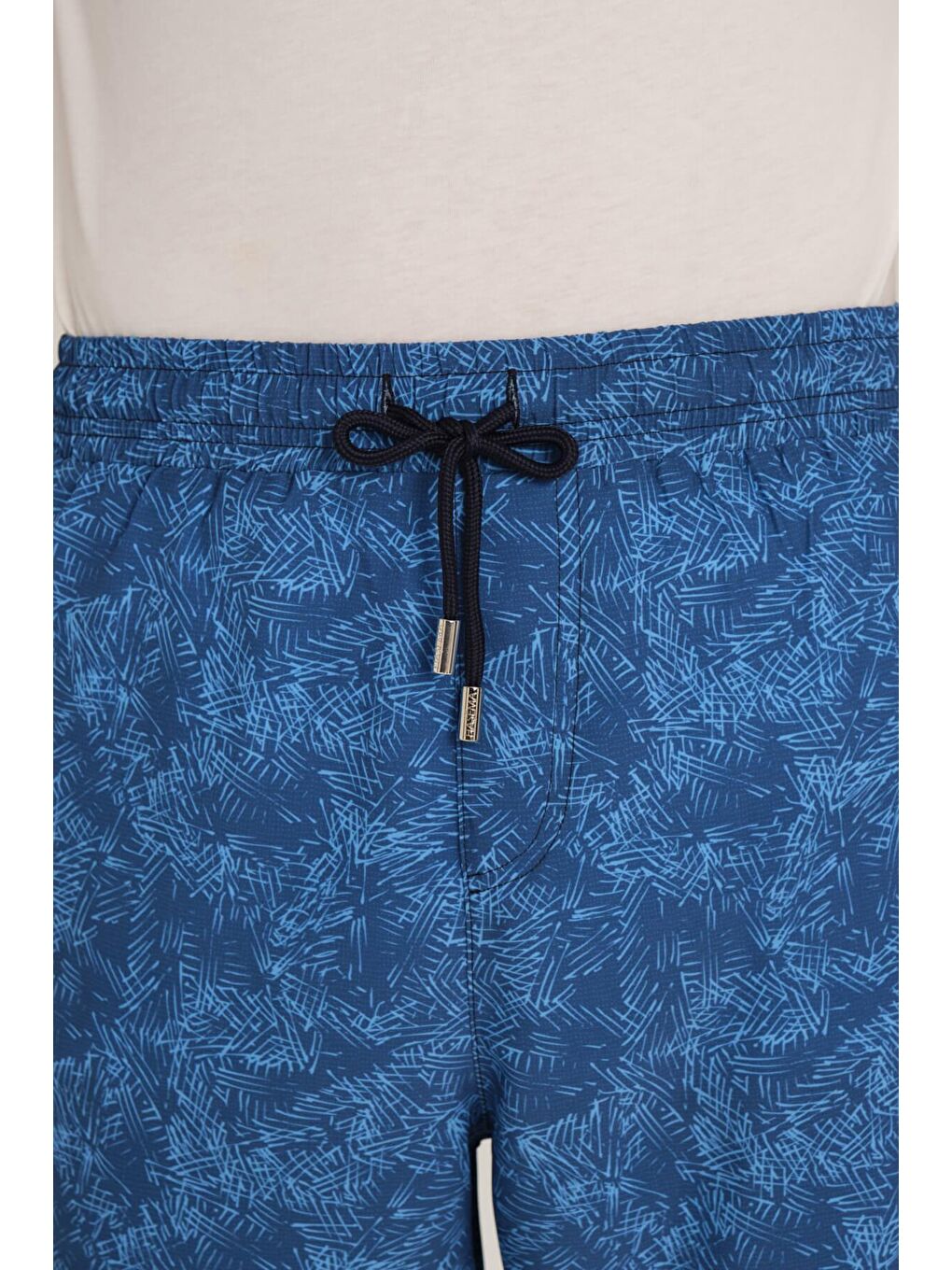 Desenli Mavi Uzun Erkek Havuz Ve Deniz Şortu 2419-5
