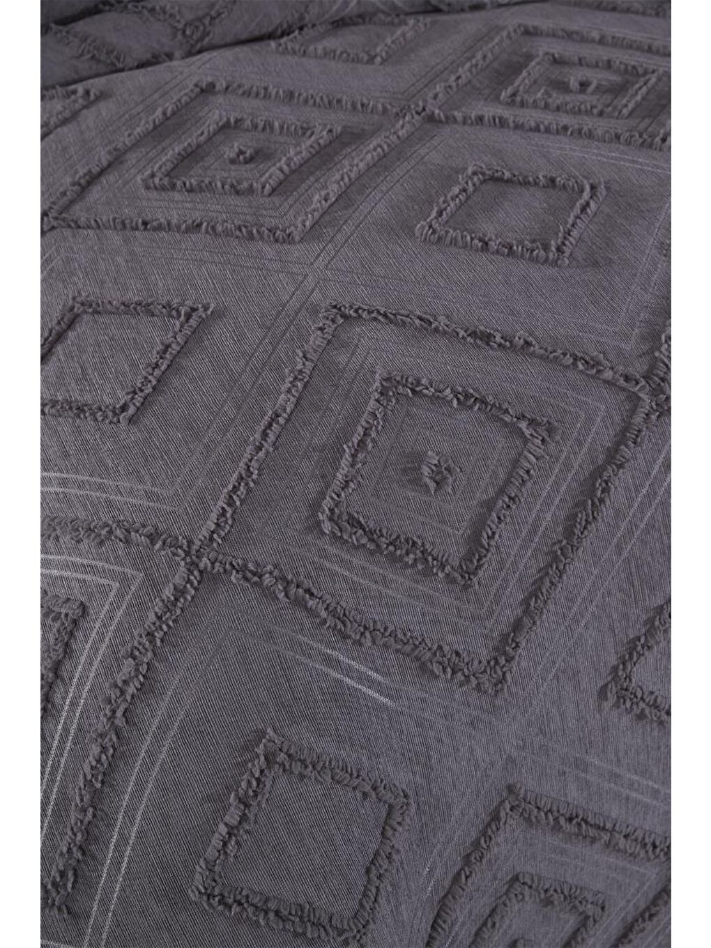 Samira 2 Parça Tek Kişilik Pike Takımı Antrasit-2