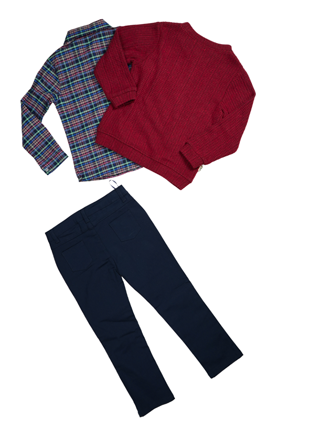 Gri 3'lü Set Triko Sweatshirt & Gömlek & Gabardin Pantolon-2