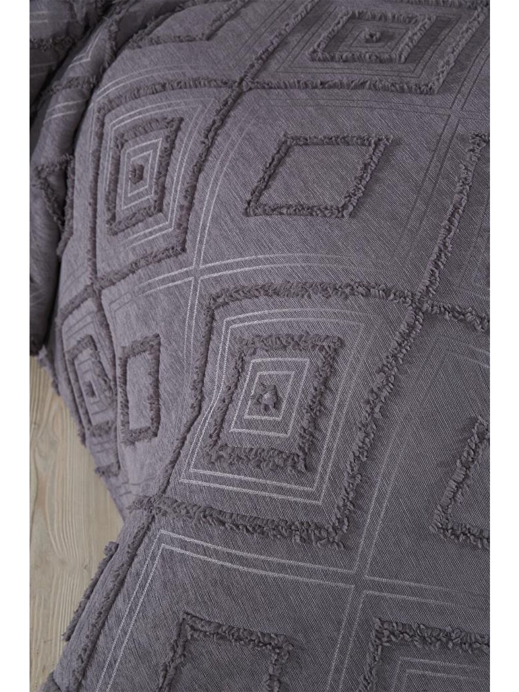 Samira 2 Parça Tek Kişilik Pike Takımı Antrasit-3