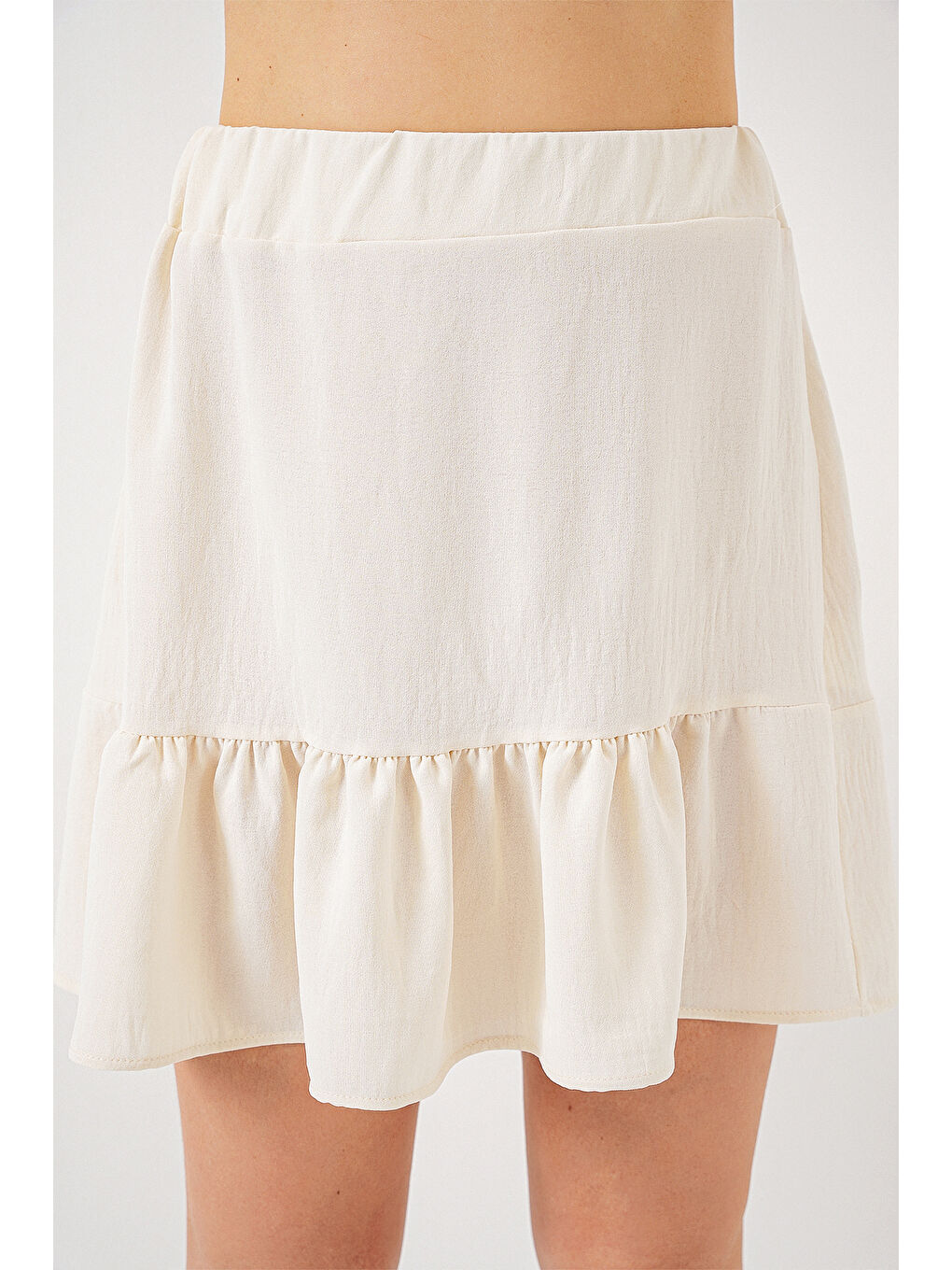 Kadın Ayrobin Mini Etek 8054 - Ekru-4