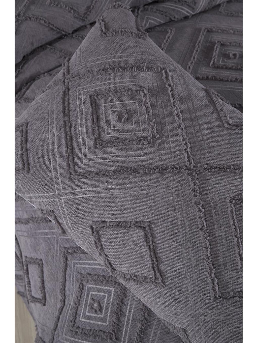 Samira 2 Parça Tek Kişilik Pike Takımı Antrasit-4