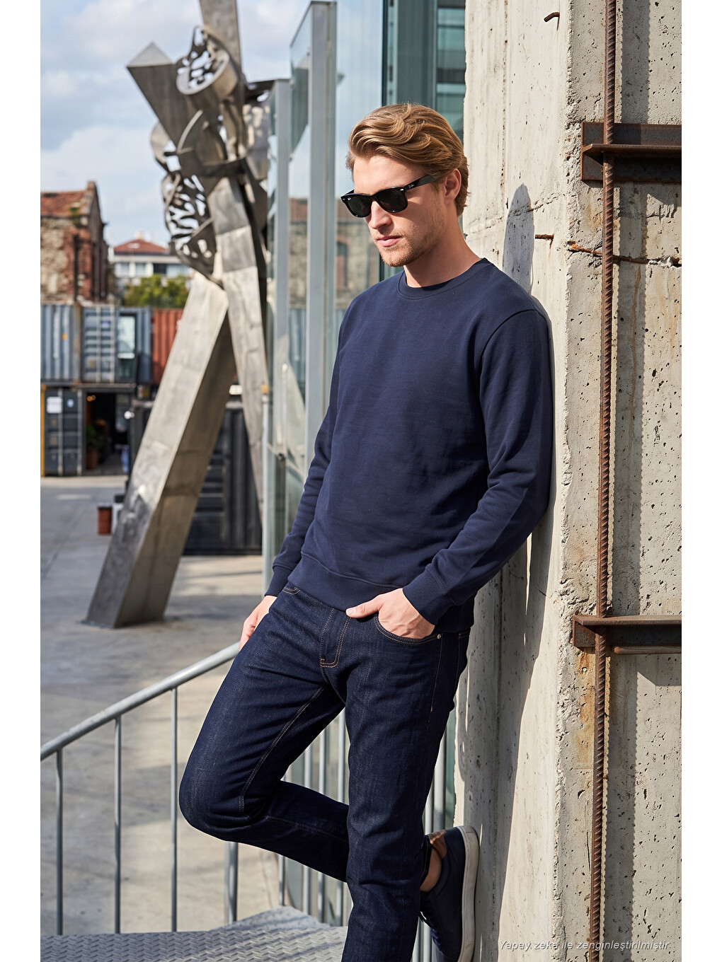 İndigo Pamuklu Relaxed Fit Bisiklet Yaka Sweat 5901257-1