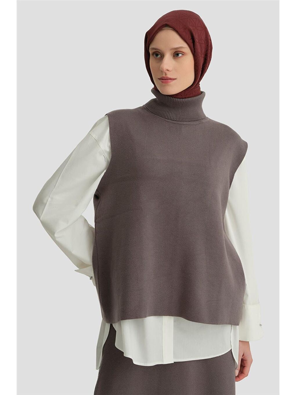 Gri Sıfır Kol Kazak Etekli Takım 24Kd4220 Antrasit-3