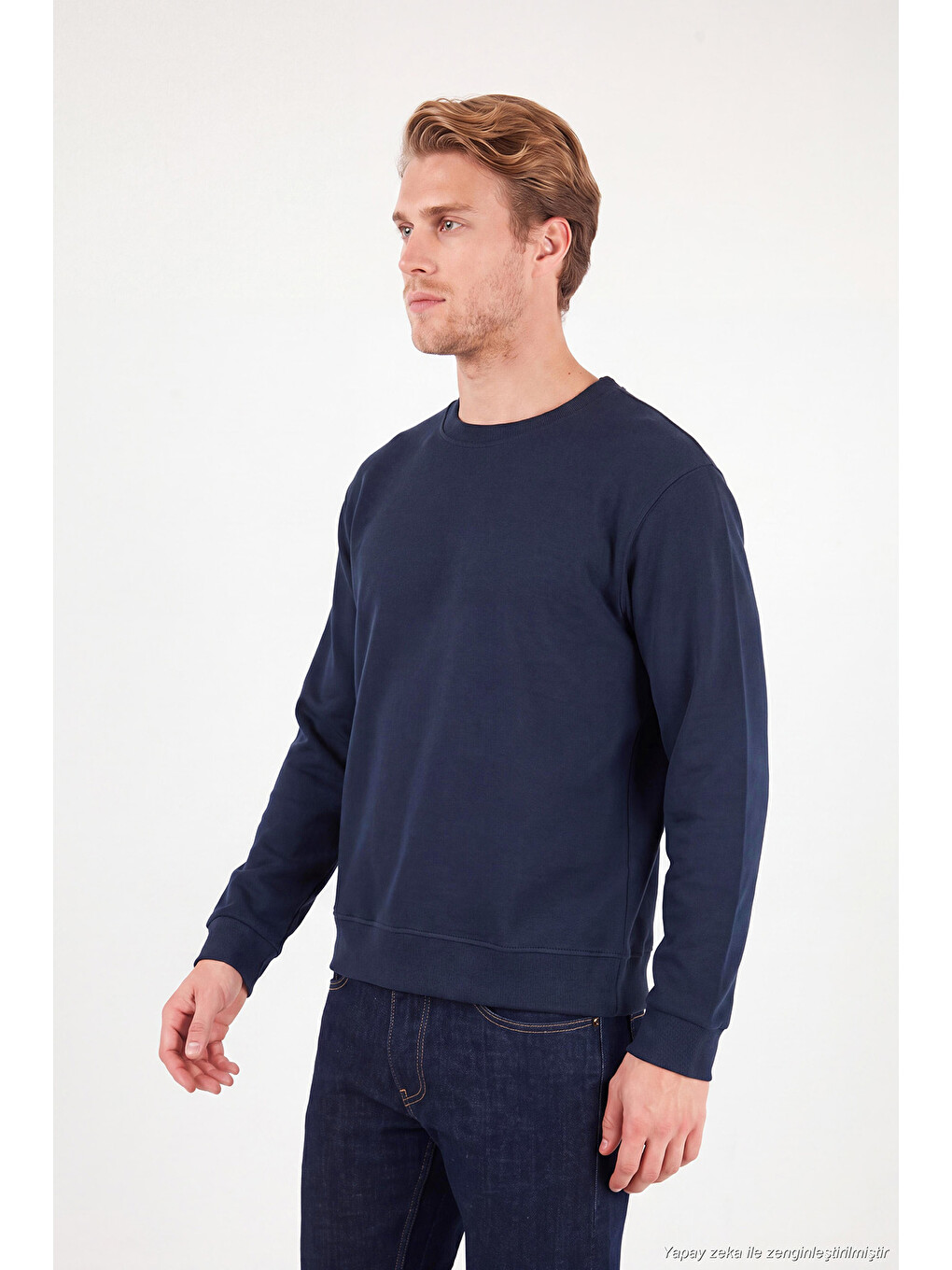 İndigo Pamuklu Relaxed Fit Bisiklet Yaka Sweat 5901257-3