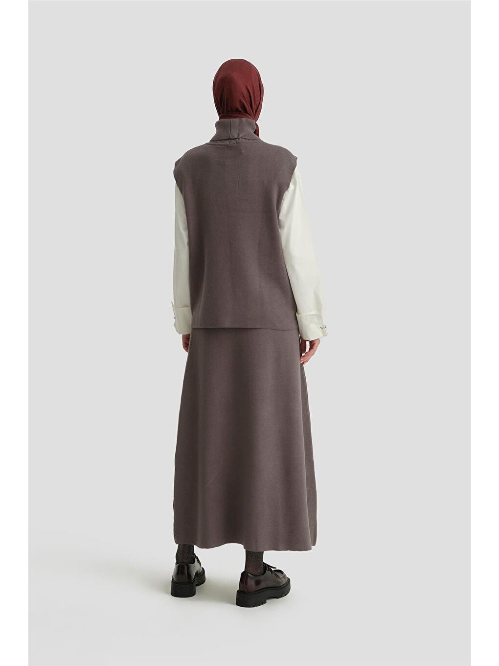 Gri Sıfır Kol Kazak Etekli Takım 24Kd4220 Antrasit-4