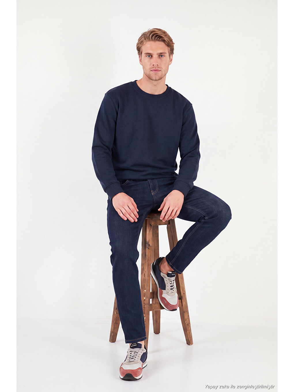 İndigo Pamuklu Relaxed Fit Bisiklet Yaka Sweat 5901257-4