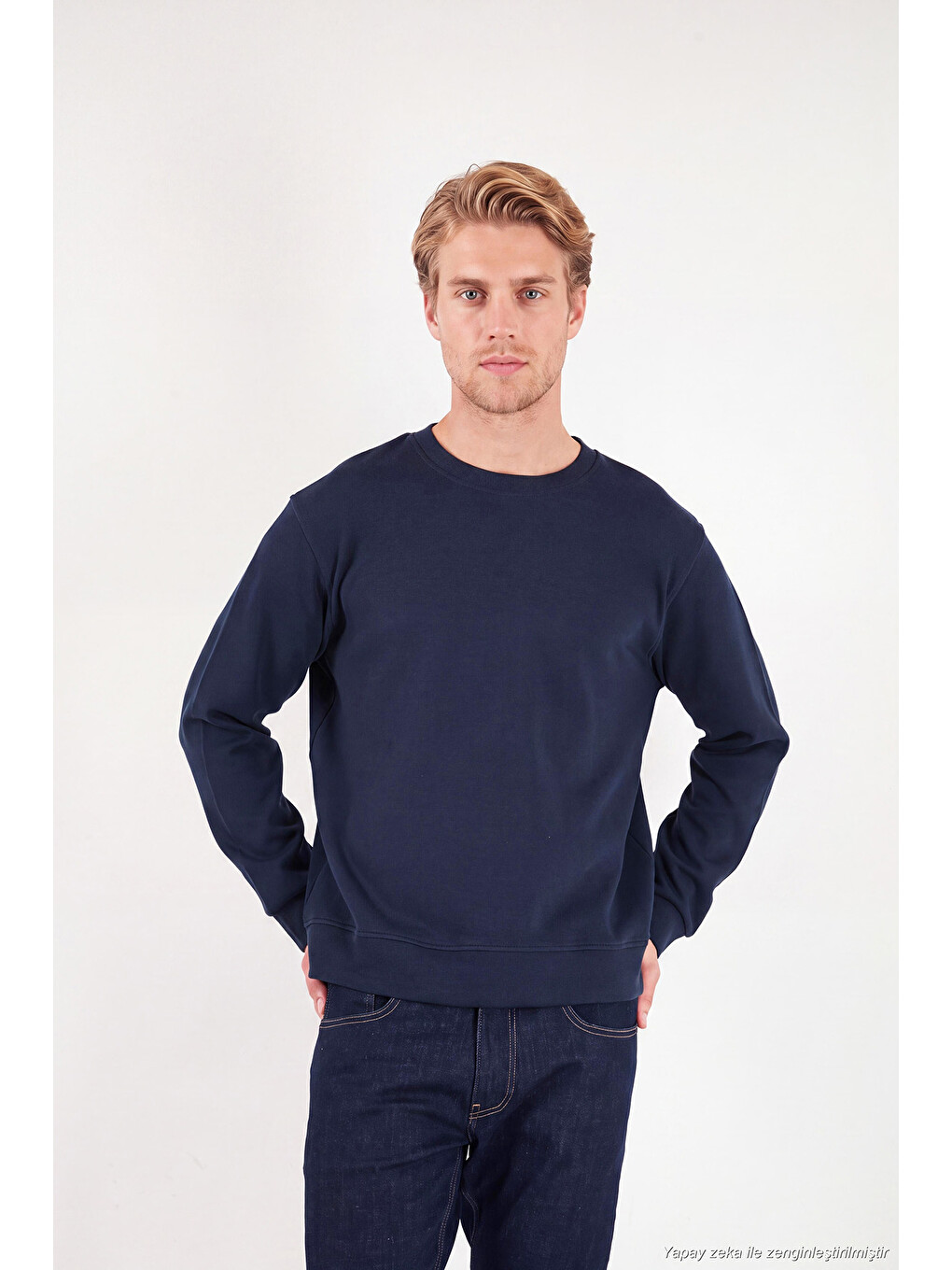 İndigo Pamuklu Relaxed Fit Bisiklet Yaka Sweat 5901257-5