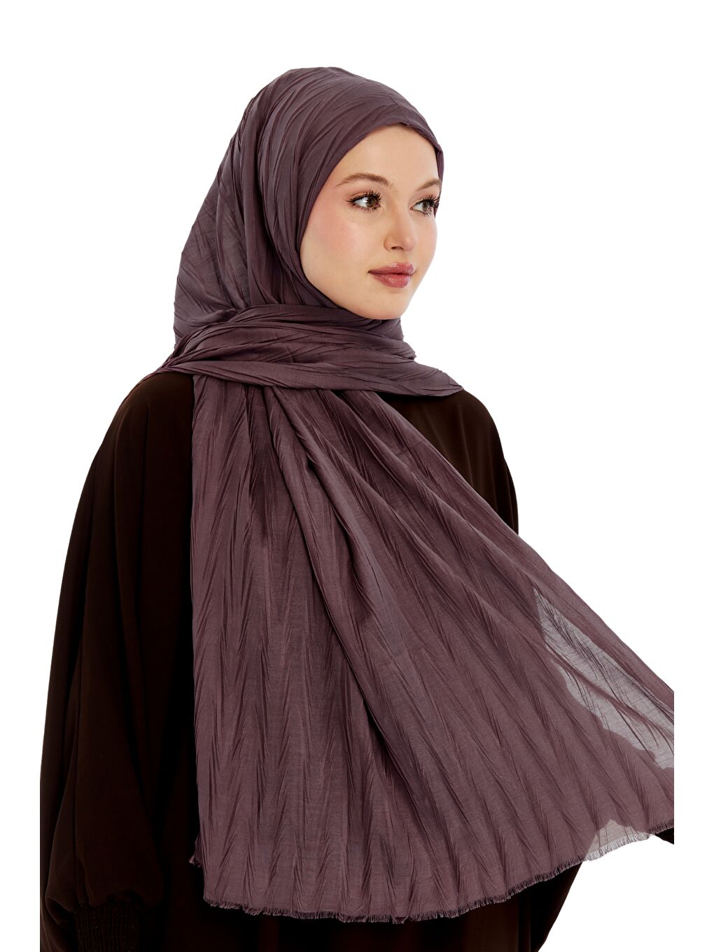 Pembe Pliseli Bambu Şal-2