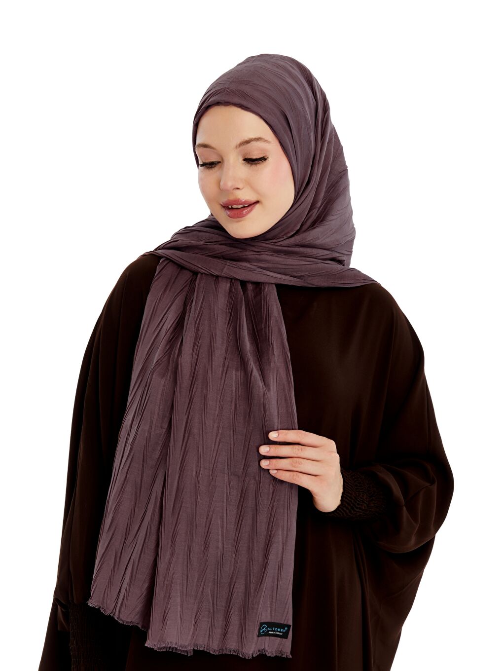 Pembe Pliseli Bambu Şal-4