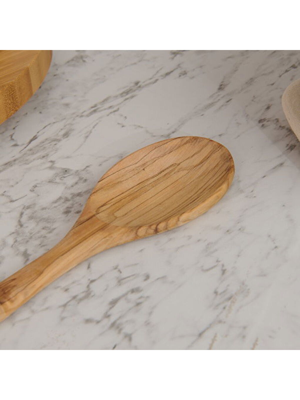 Zeytin Ağacı Geniş Servis Kaşığı - Açık Kahverengi - 30 cm-2