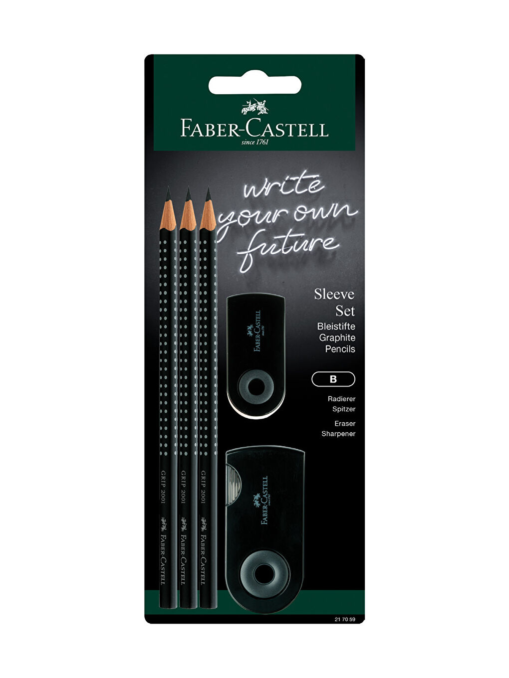 Kurşun Kalem Ofis Seti Siyah,3'lü Grip 2001 Kalem, Silgi ve Kalemtıraş Dahil