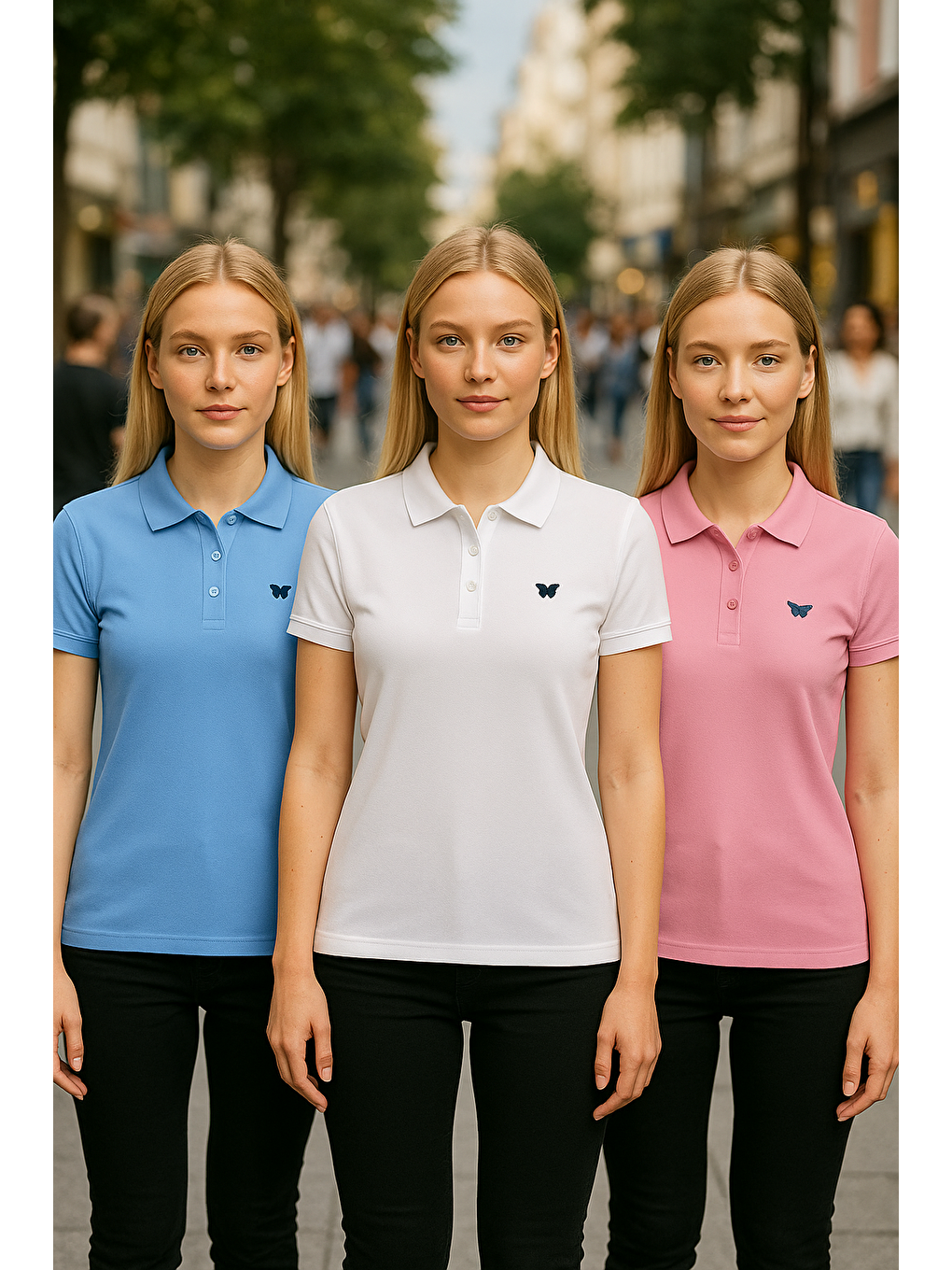 Beyaz Kadın Basic 3 Lü Paket Yazlık Dar Polo Yaka Tişört