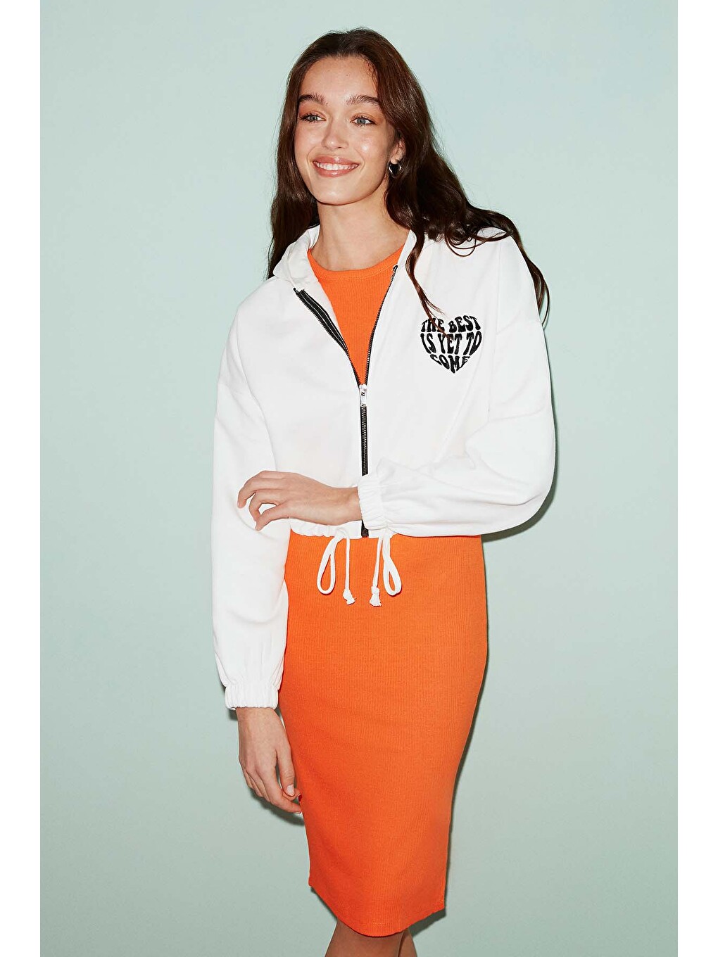 Sılk Crop Beyaz Sweatshirt