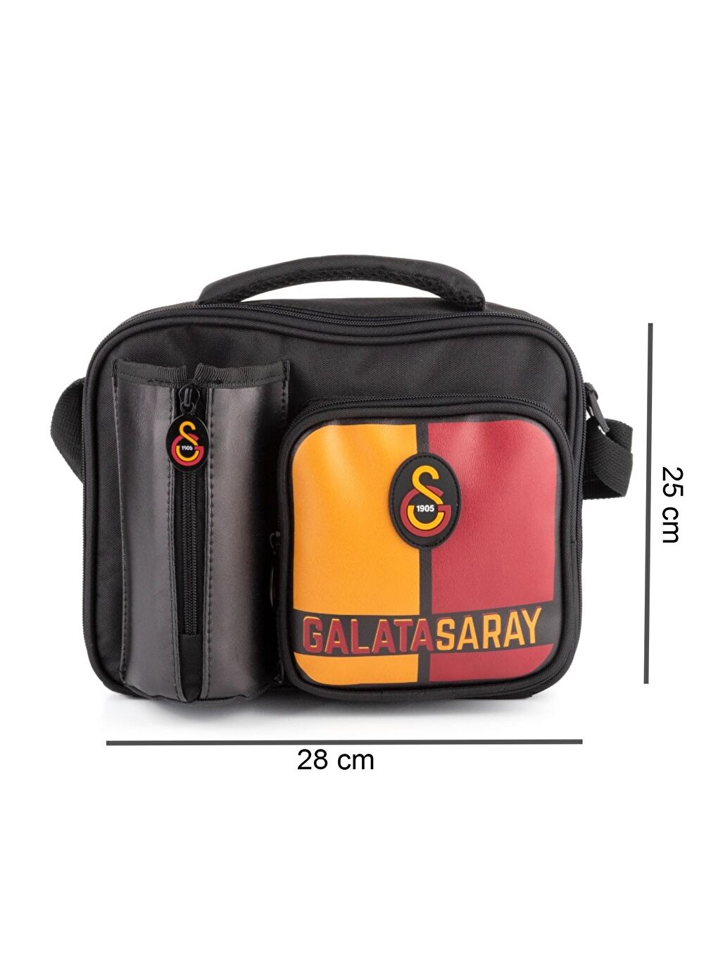 2 Bölmeli Logo Baskılı Suni Deri Matara Cepli Beslenme Çantası (25554)-1