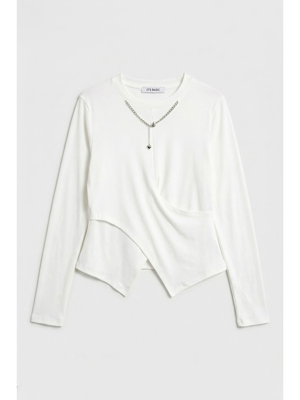 Kadın Beyaz Renk w5 Asimetrik Kesim Kolye Aksesuarlı Özel Tasarım Body-1