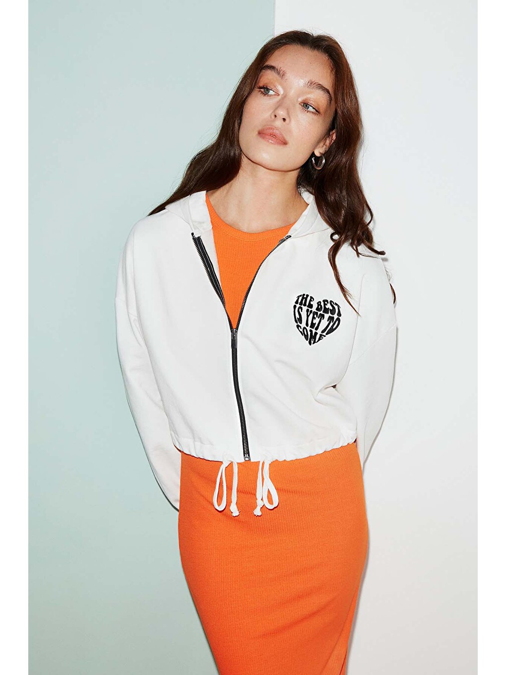 Sılk Crop Beyaz Sweatshirt-1