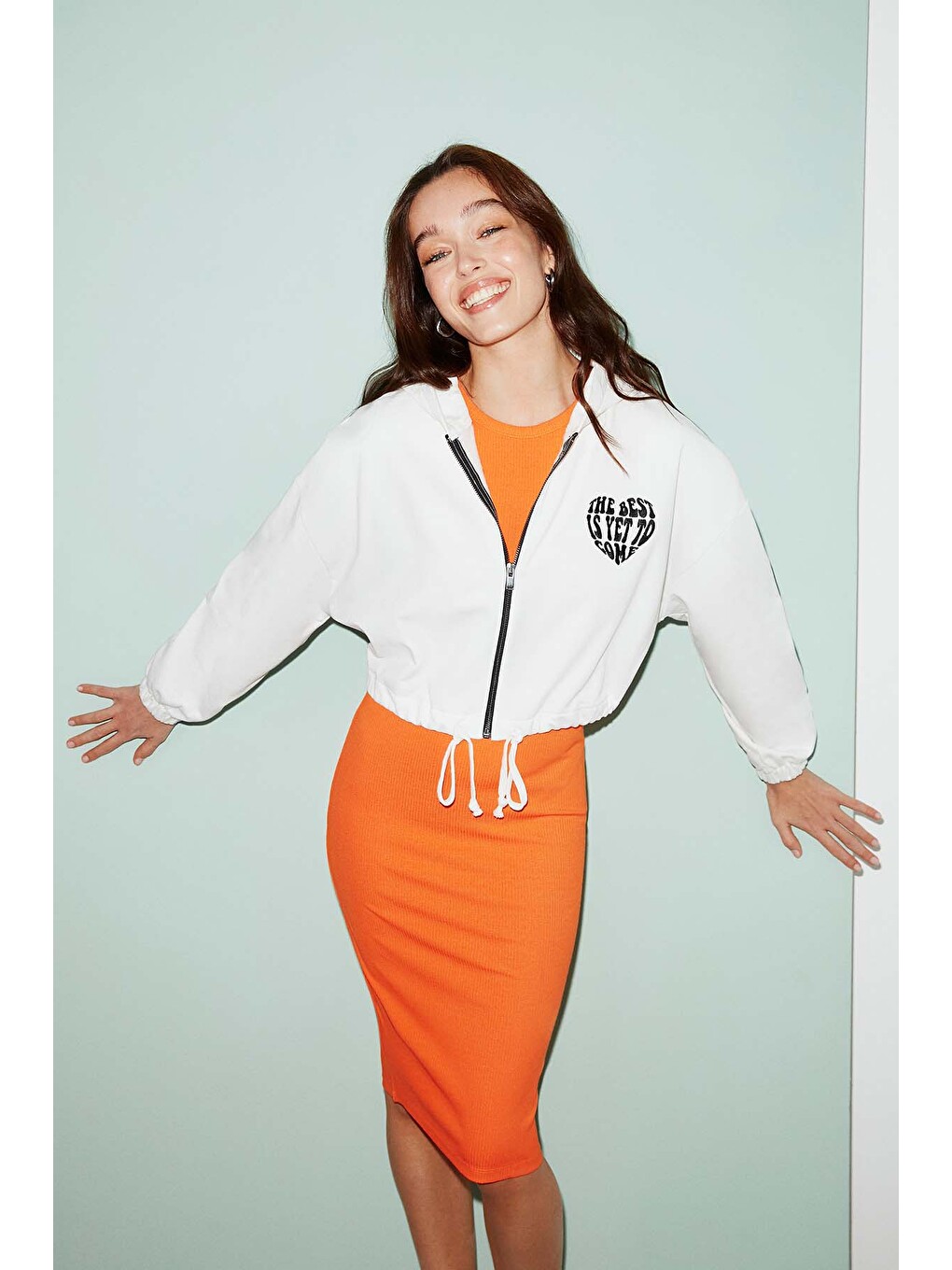 Sılk Crop Beyaz Sweatshirt-3