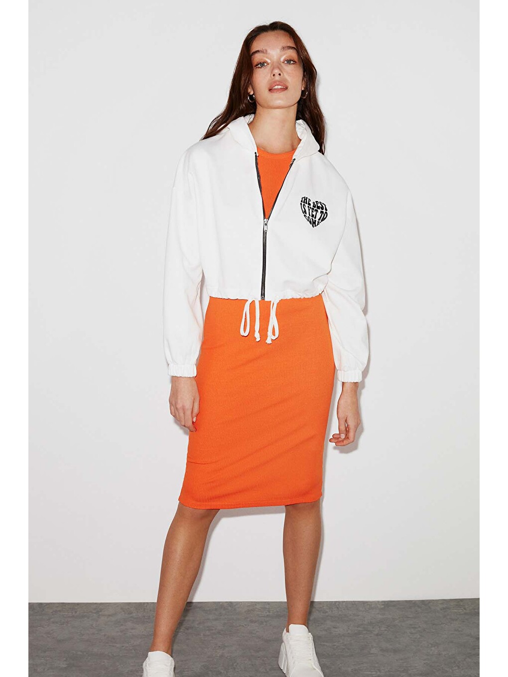 Sılk Crop Beyaz Sweatshirt-4