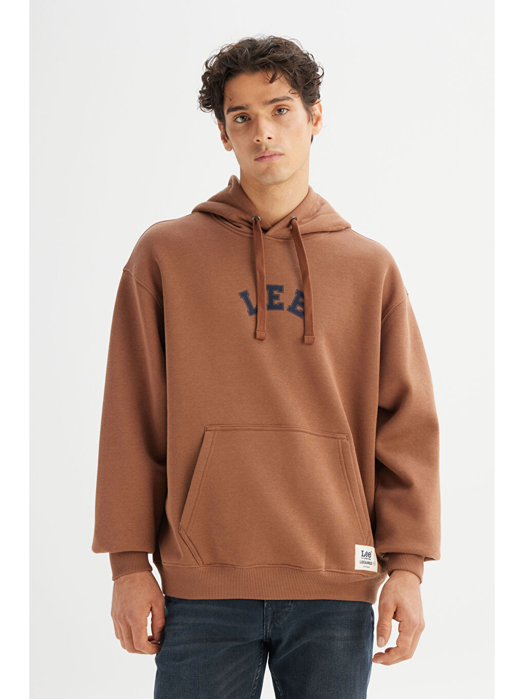 Kahverengi Pamuklu Regular Fit Normal Kesim Kapüşonlu İçi Polarlı Sweatshirt