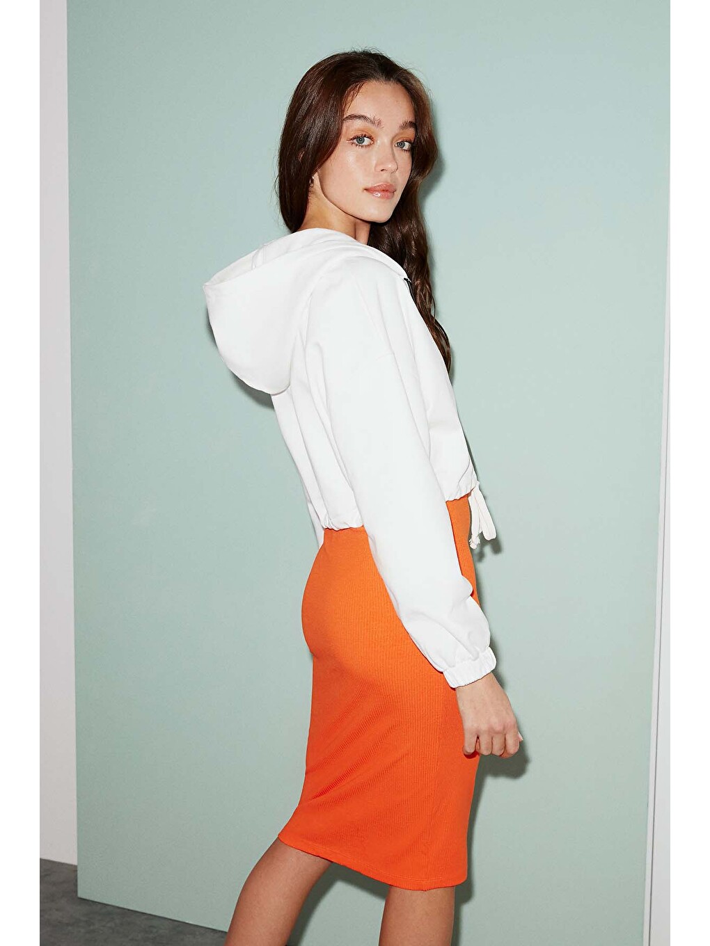 Sılk Crop Beyaz Sweatshirt-5