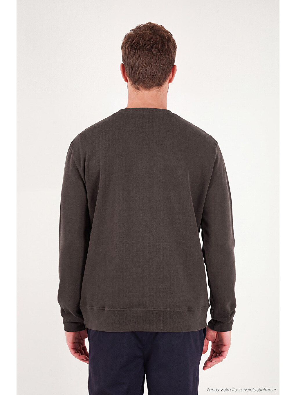 Kahverengi Pamuklu Relaxed Fit Bisiklet Yaka Sweat 5901257-6