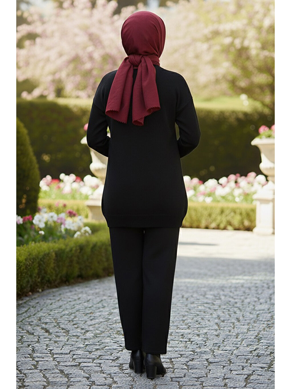 Kalp Detaylı Triko İkili Takım Siyah - 28124-SIYAH-2