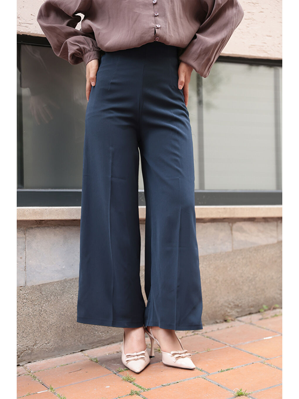 Kadın Pallazzo Pantolon Lacivert-1
