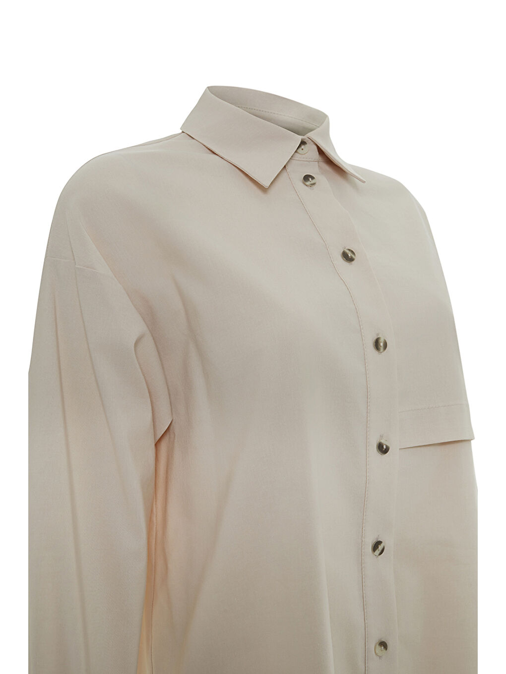 Bej Ön Ve Arkası Anler Kup Detaylı Tunik-1