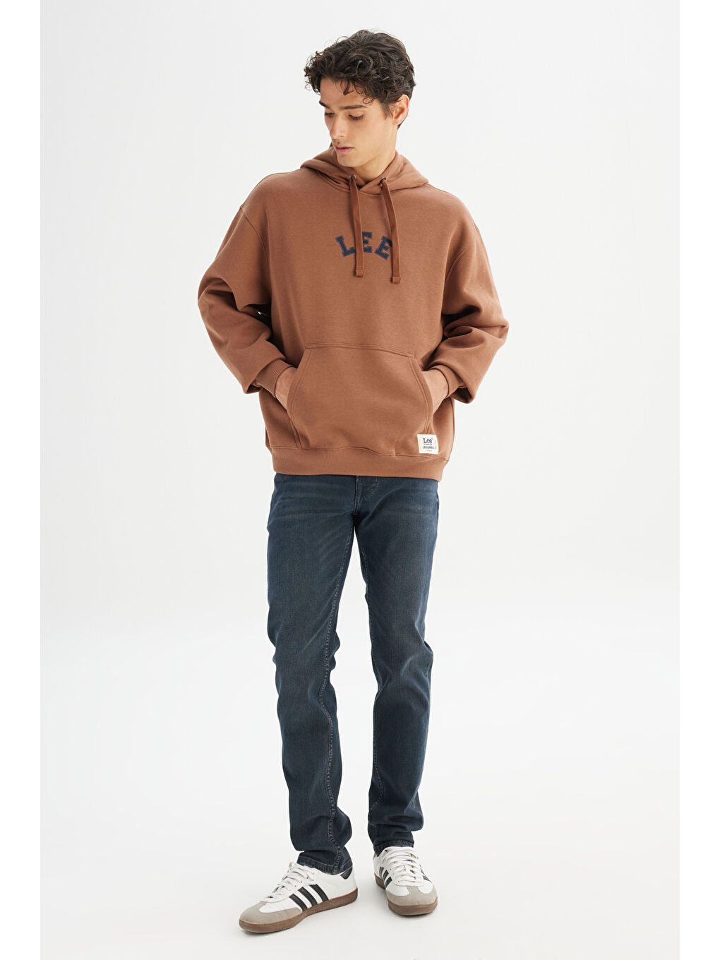 Kahverengi Pamuklu Regular Fit Normal Kesim Kapüşonlu İçi Polarlı Sweatshirt-1