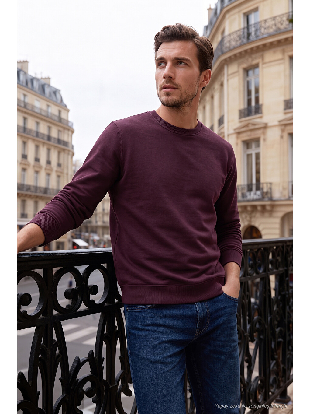 Kırmızı Pamuklu Relaxed Fit Bisiklet Yaka Sweat 5901257